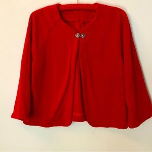 Beautiful Handmade Vintage Women’s Red Short Waffle Swing Coat With brass Latch!